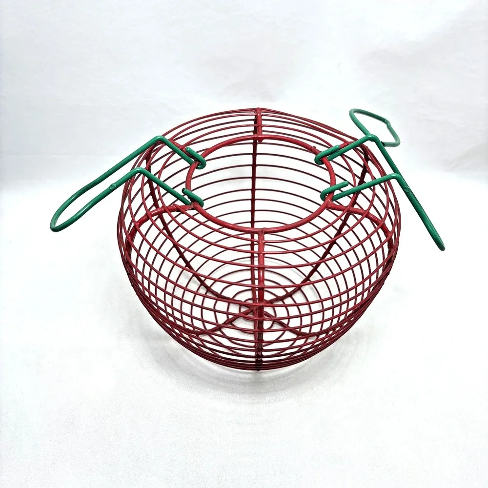 Apple Shaped Wire Fruit Egg Basket Kitchen Decor Country Farmhouse 90s Cottage